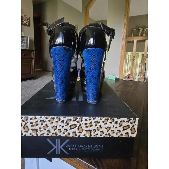KARDASHIAN KOLLECTION PAPARAZZI Black HEEL SHOE ANIMAL PRINT Size 8 - Picture 4 of 8